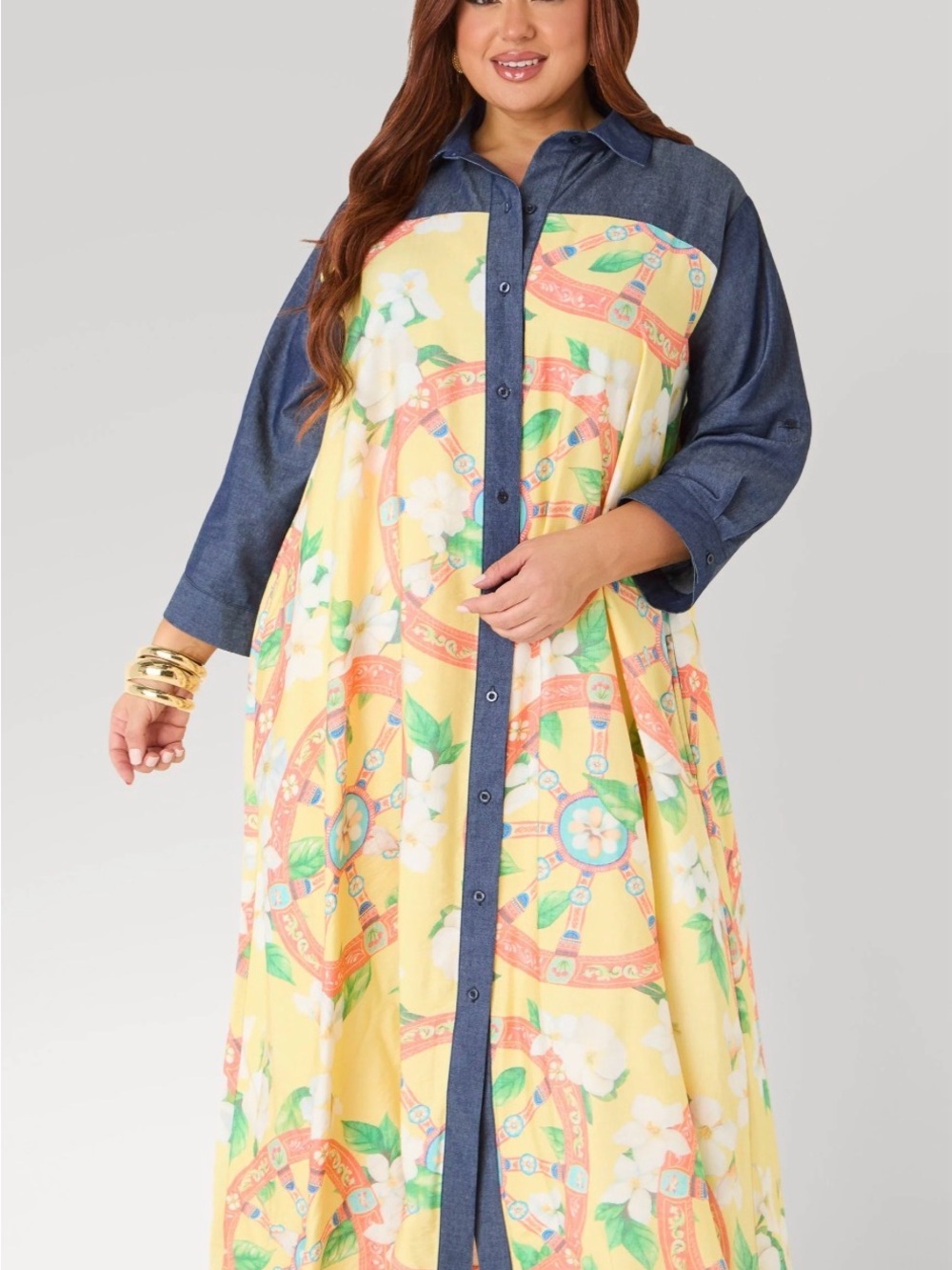 Size 30/32 Tall Colorful Shirt Dress - Picture 3 of 4